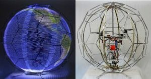 世界初「浮遊球体ドローンディスプレイ」ドコモが開発　360度に広告表示