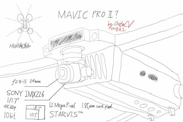 「Mavic Pro II」、1/1.7インチセンサーと6方向検知システムを搭載するかも？