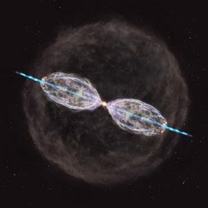 年老いた星から短期間だけ噴出するジェット、アルマ望遠鏡が観測