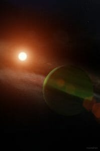 残骸円盤を持つ若い赤色矮星で見つかった海王星サイズの太陽系外惑星