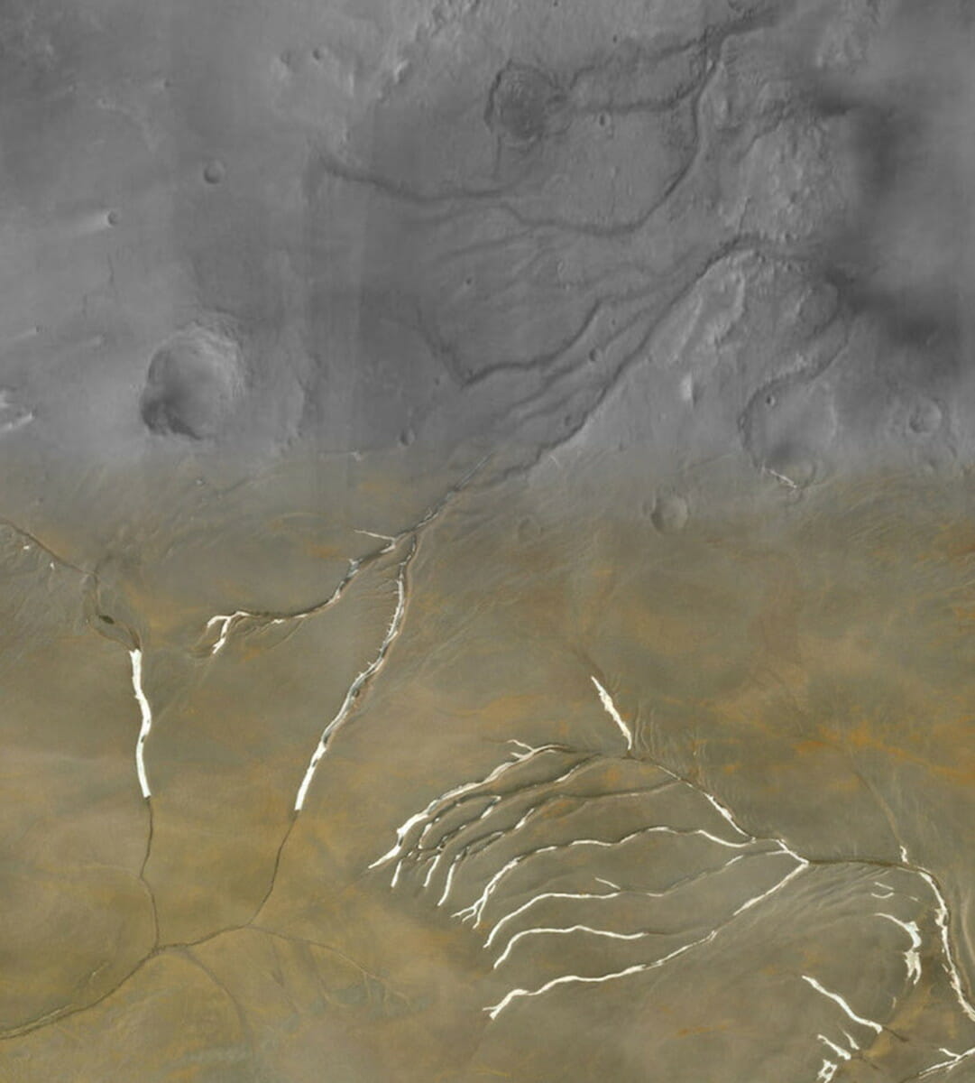 火星の谷とよく似た北極圏のデボン島にある流路