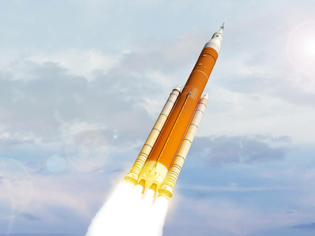 NASAで開発が進む大型ロケットSLS（Credit: NASA)