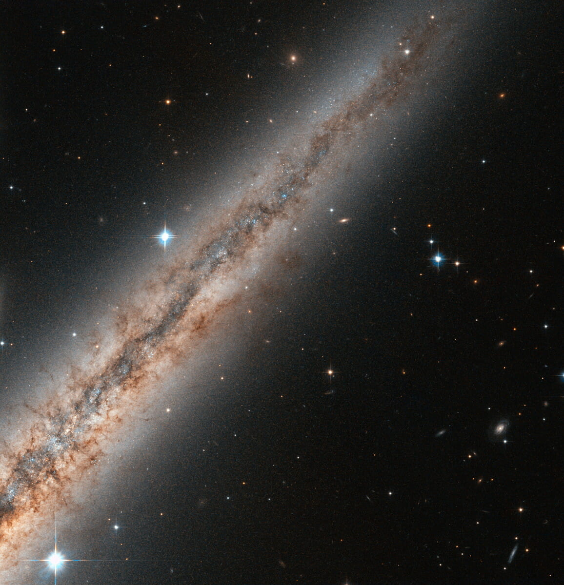「ハッブル」宇宙望遠鏡による渦巻銀河「NGC 891」のクローズアップ（Credit: ESA/Hubble & NASA）