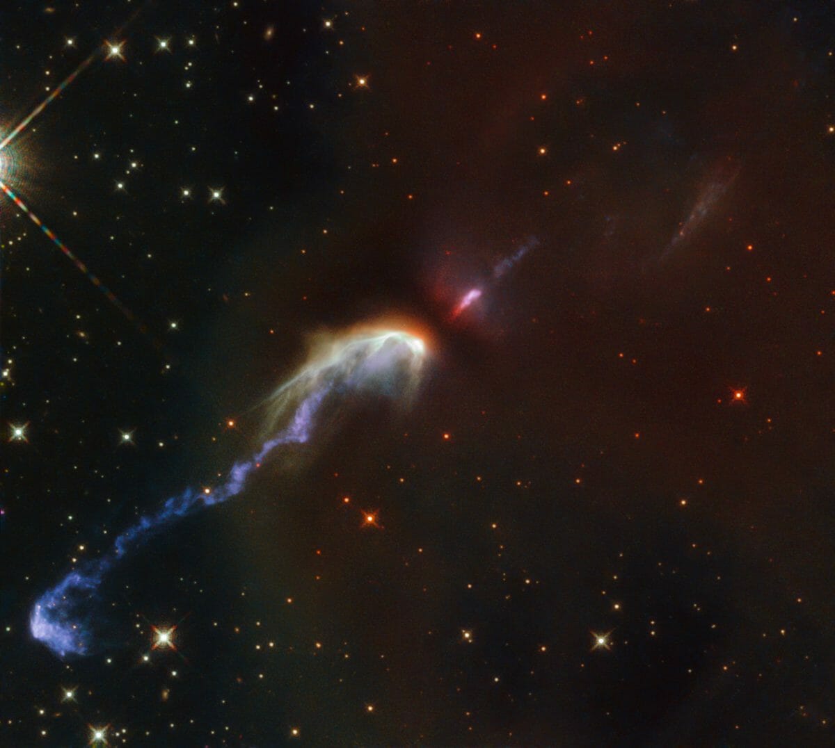 ハービッグ・ハロー天体「HH 46/47」（Credit: ESA/Hubble & NASA, B. Nisini）