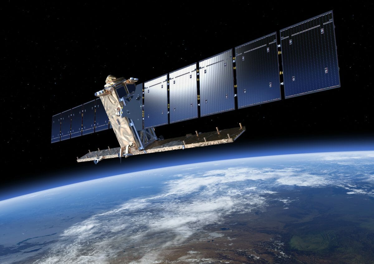 地球観測衛星「Sentinel-1」を描いた想像図（Credit: ESA/ATG medialab）