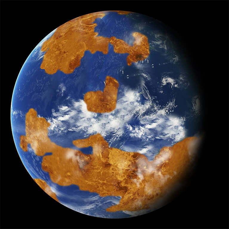 古代の金星では画像のように海が存在していた可能性が指摘されている（Credit: NASA）