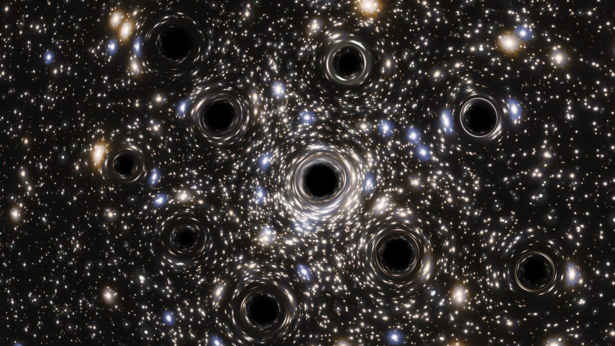球状星団に存在する複数の恒星質量ブラックホールを描いたイメージ図（Credit: ESA/Hubble, N. Bartmann）