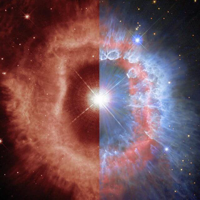 巨大な星と周囲を取り巻く星雲の姿、ハッブルが撮影した「りゅうこつ座AG星」