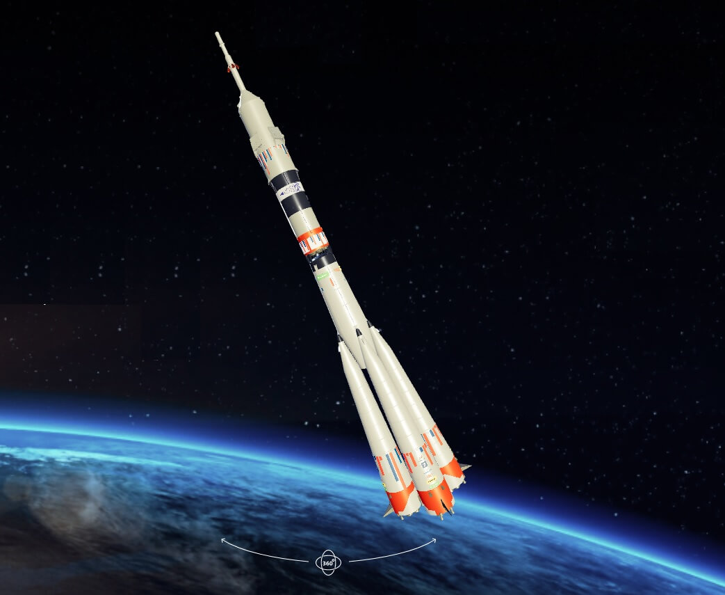 CGで再現された特別塗装の「ソユーズ2.1a」ロケット（Credit: Roscosmos）