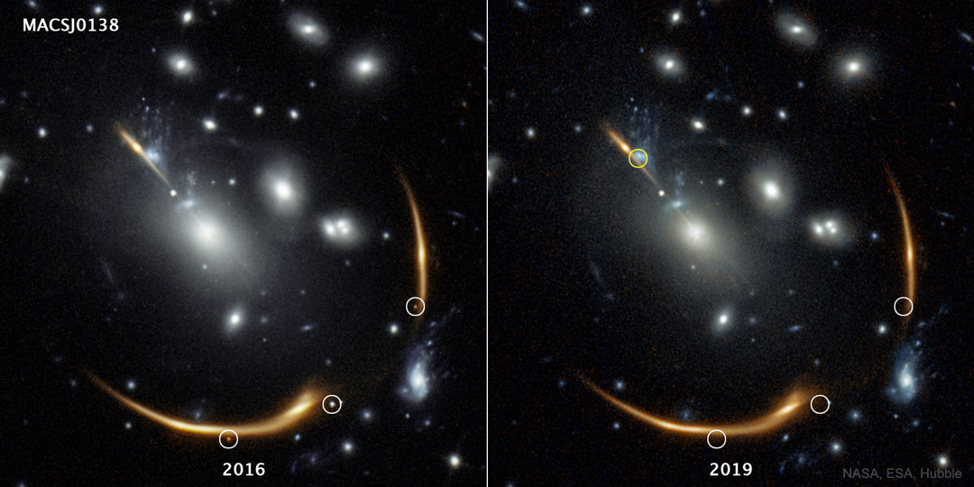 MACSJ0138_Hubble_1080（Credit：NASA, ESA, Hubble; Data: S. A. Rodney (U. South Carolina) et al.; Image Processing: J. DePasquale (STScI)）