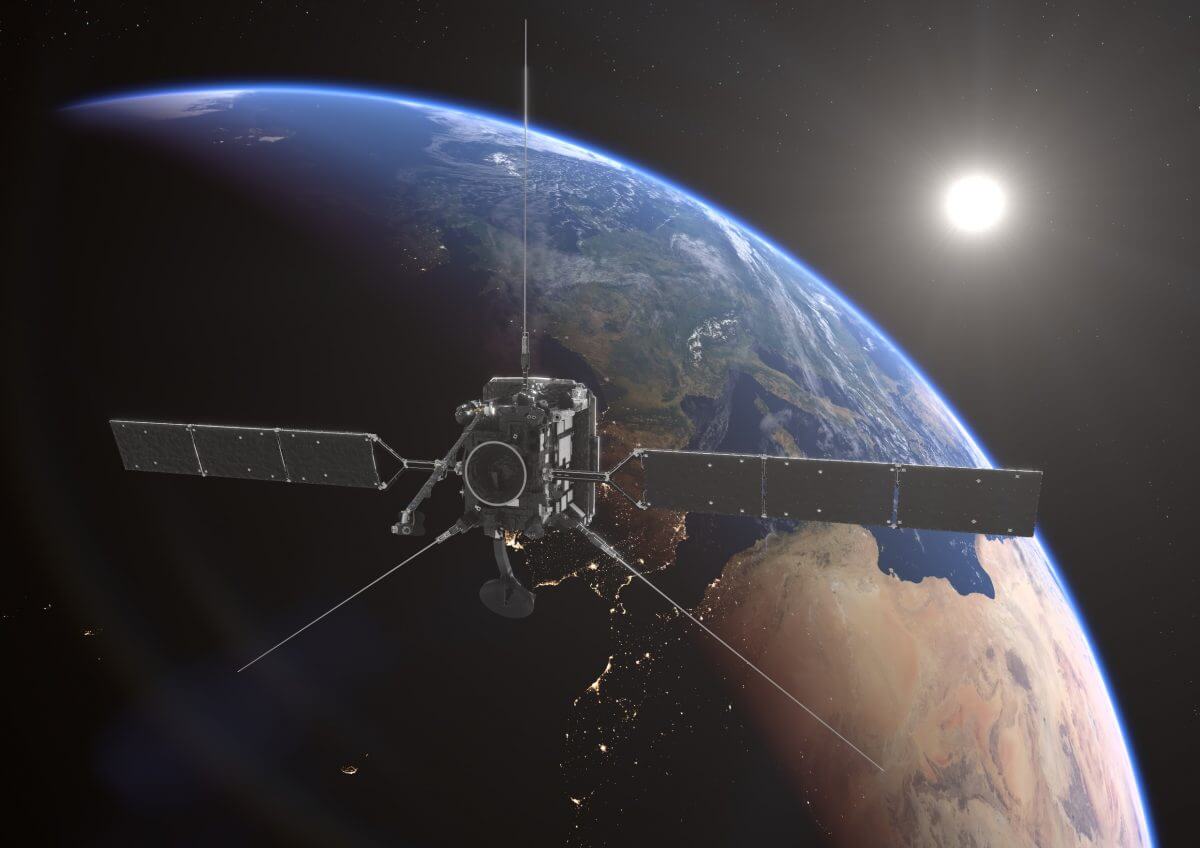 地球スイングバイを行うソーラー・オービターを描いた想像図（Credit: ESA/ATG medialab）