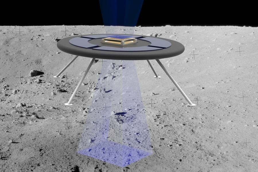 ホバリングしながら月面を探査するローバーの想像図（Credit: MIT）