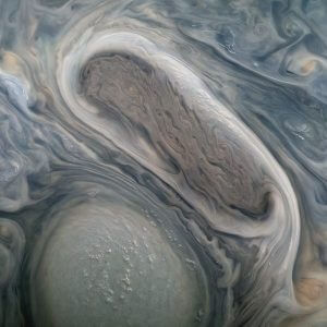 木星の北半球で渦巻く嵐と高高度の雲、NASA探査機「ジュノー」が撮影