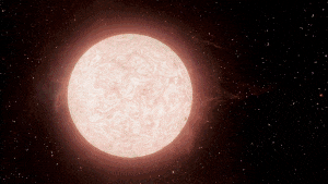 赤色超巨星が電磁波やガスを激しく放出した後にII型超新星へ至る様子（アニメーション画像）（Credit: W.M. Keck Observatory/Adam Makarenko）