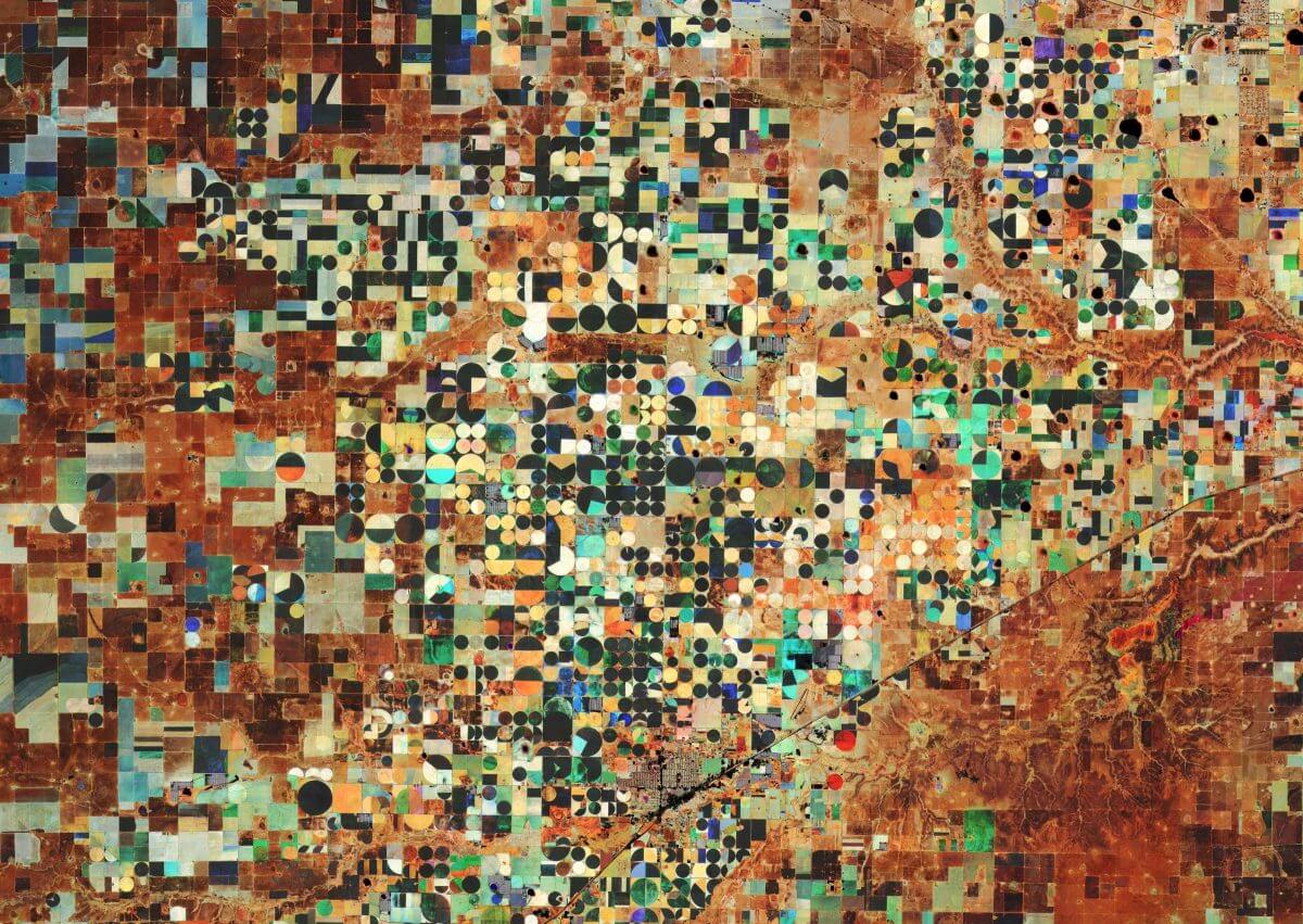 ESAの地球観測ミッション「センチネル-2」で観測されたテキサス州ヘレフォード（Credit: contains modified Copernicus Sentinel data (2019), processed by ESA, CC BY-SA 3.0 IGO）