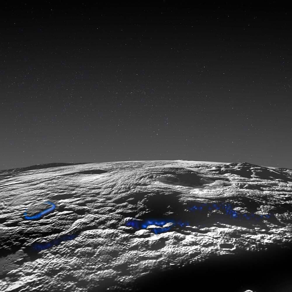 調査対象の地域は、冥王星の「スプートニク平原」の南西にあり、複数の大きなドームが存在し、起伏に富んだ丘が相互につながっています。（Credit：NASA/Johns Hopkins University Applied Physics Laboratory/Southwest Research Institute/Isaac Herrera/Kelsi Singer）