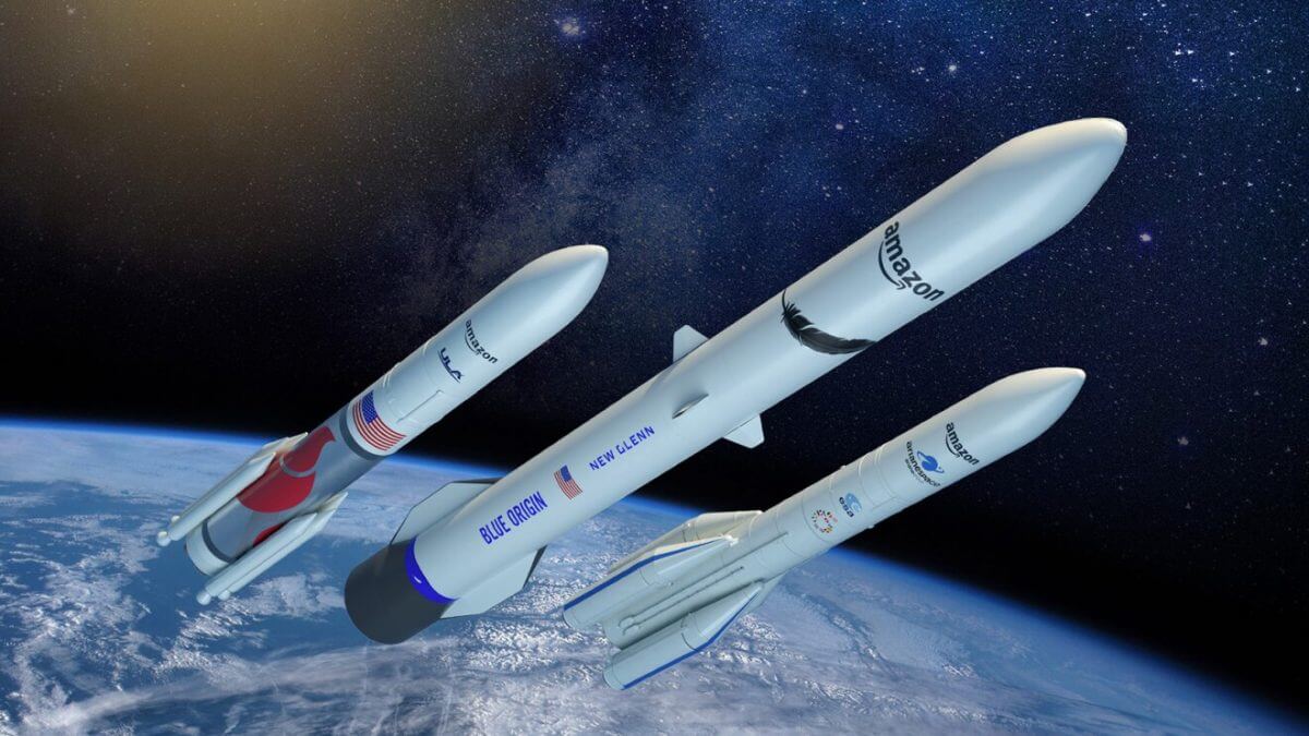 プロジェクト・カイパーの打ち上げに選ばれた3社の新型ロケット。左から：ヴァルカン・セントール（ULA）、ニューグレン（ブルーオリジン）、アリアン6（アリアンスペース）（Credit: Amazon）