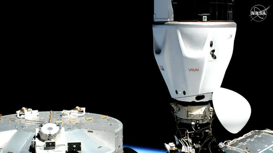 ISSにドッキングしたクルードラゴン宇宙船「Freedom」号（Credit: NASA）