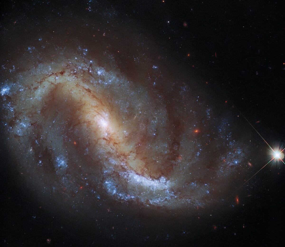 【▲ 棒渦巻銀河「NGC 7496」（Credit: ESA/Hubble & NASA, J. Lee and the PHANGS-HST Team; Acknowledgement: J. Schmidt）】