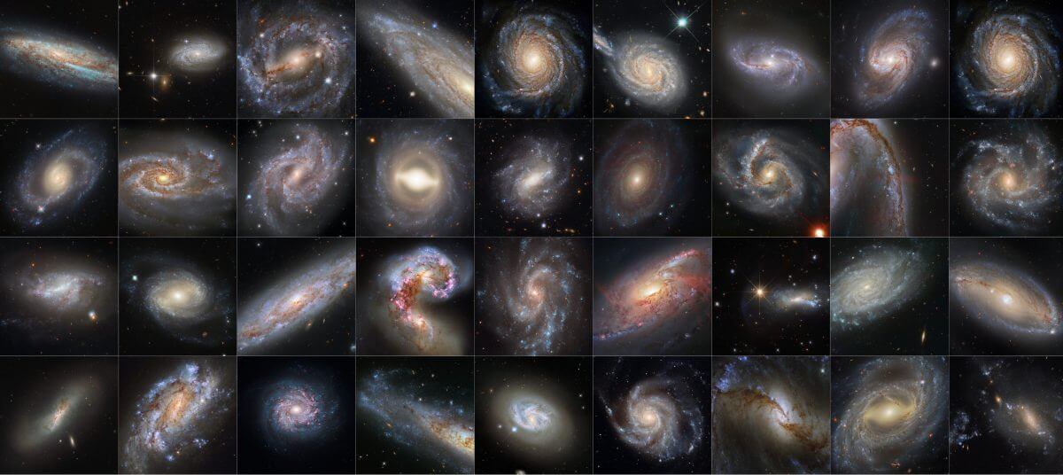 【▲ ハッブル宇宙望遠鏡が撮影した36個の銀河（Credit: NASA, ESA, Adam G. Riess (STScI, JHU) ）】