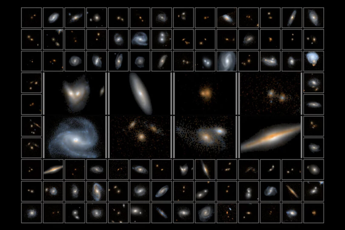 【▲3D-DASHプログラムで目撃された、過去100億年の銀河（Credit: Lamiya Mowla）】