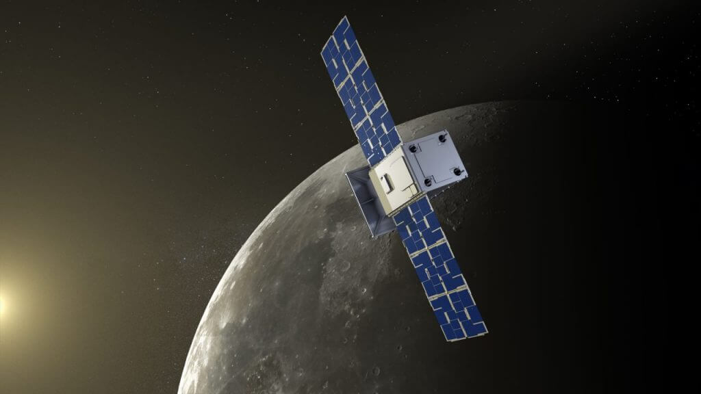 【▲ 月を周回する「CAPSTONE」の想像図（Credit: Illustration by NASA/Daniel Rutter）】