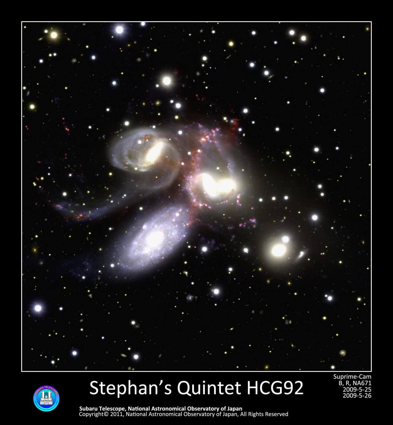 【▲すばる望遠鏡が撮影した「ステファンの五つ子銀河」（Credit: National Astronomical Observatory of Japan）】