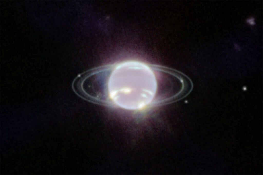 【▲ ジェイムズ・ウェッブ宇宙望遠鏡の近赤外線カメラ「NIRCam」を使って撮影された海王星（Credit: NASA, ESA, CSA, STScI; IMAGE PROCESSING: Joseph DePasquale (STScI)）】