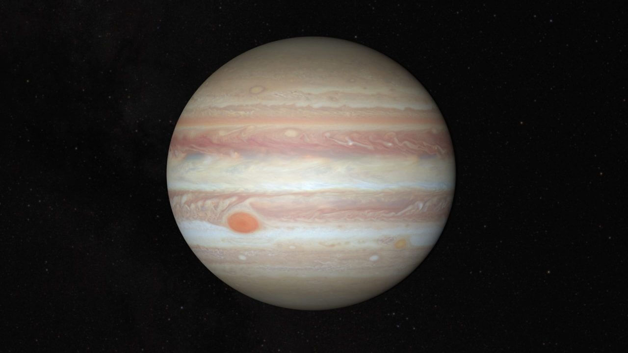 【▲ 木星の自転をリアルタイムで再現した惑星科学者ジェームズ・オドノヒューさんの動画より（Credit: James O'Donoghue; Imagery from NASA/ESA/Hubble/A. Simon(GSFC)/J. Schmidt）】