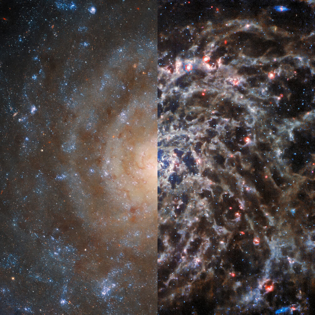 ハッブルとウェッブが撮影した渦巻銀河「IC 5332」【今日の宇宙画像】