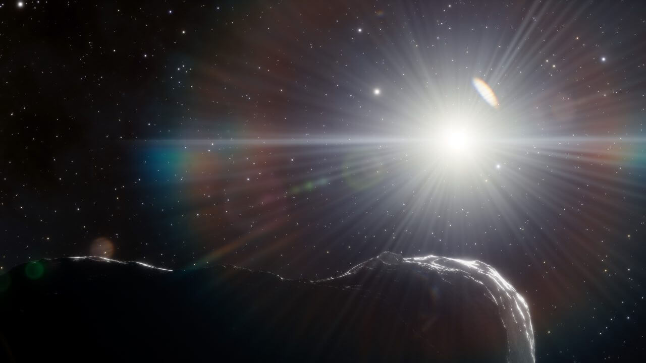 【▲ 地球よりも太陽に接近する小惑星の想像図（Credit: DOE/FNAL/DECam/CTIO/NOIRLab/NSF/AURA/J. da Silva/Spaceengine）】