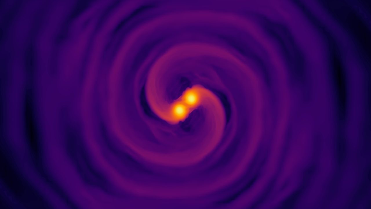中性子星合体の瞬間、重力波の周波数が跳ね上がる NASAのシミュレーション動画