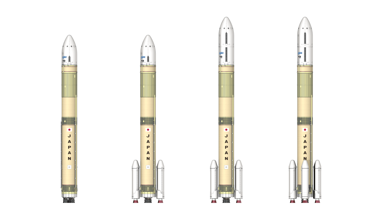 【▲ H3ロケットの4形態。左から「H3-30S」「H3-22S」「H3-22L」「H3-24L」（Credit: JAXA）】