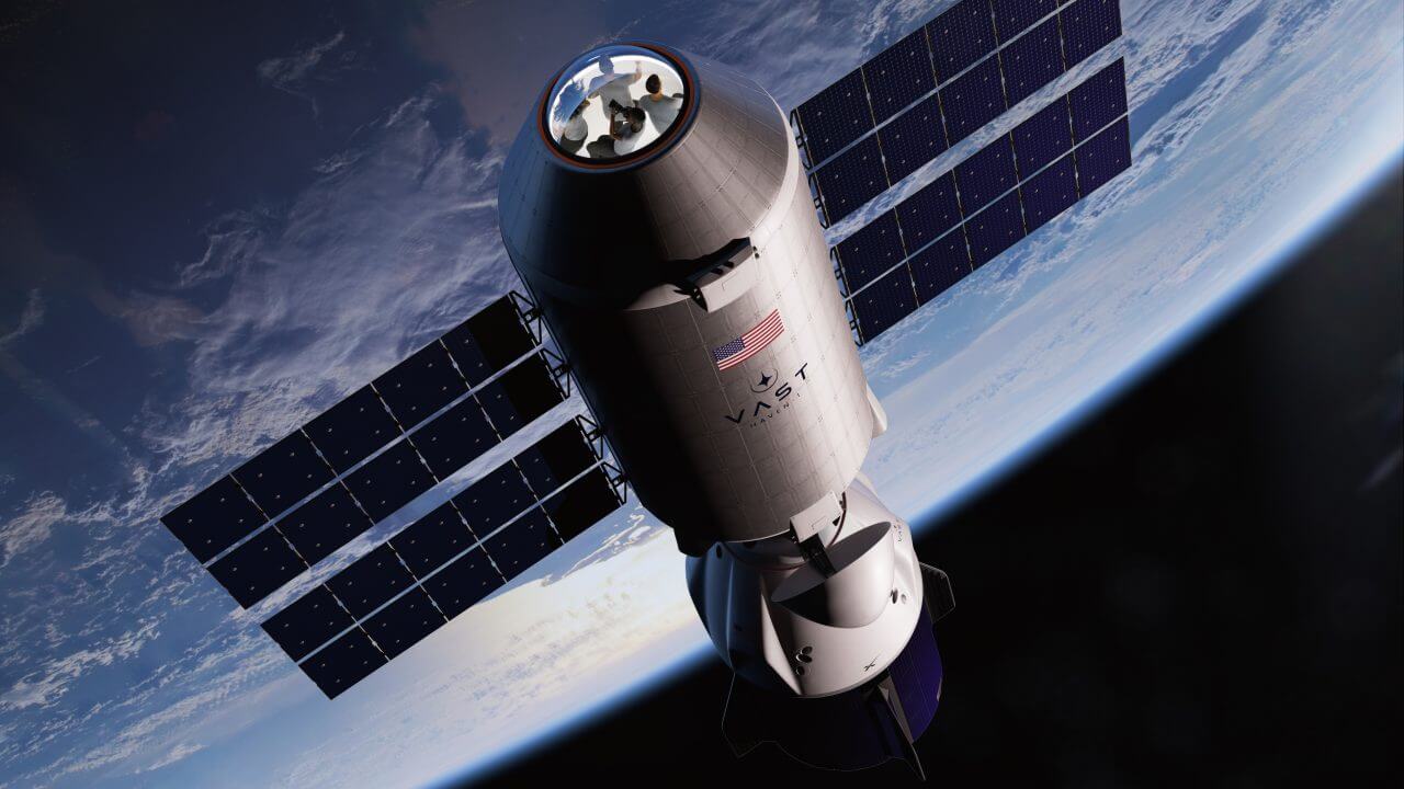 【▲ Vastの商用宇宙ステーション「Haven-1」のイメージ画像。外部観察用のドームやドッキングしたクルードラゴン宇宙船が描かれている（Credit: Vast）】