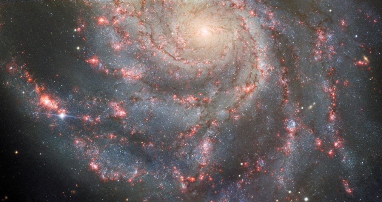 【▲ 渦巻銀河「M101」で輝く超新星「SN 2023ixf」（左）。ジェミニ天文台の「ジェミニ北望遠鏡」で撮影（Credit: International Gemini Observatory/NOIRLab/NSF/AURA）】