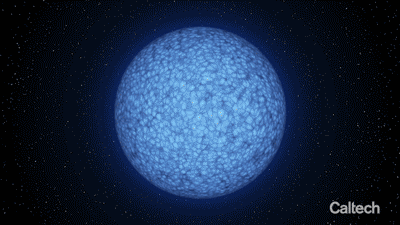 【▲ 白色矮星「ZTF J203349.8+322901.1」の想像図（アニメーション画像）。表面の片側は水素、もう片側はヘリウムでできていると考えられている（Credit: K. Miller, Caltech/IPAC）】