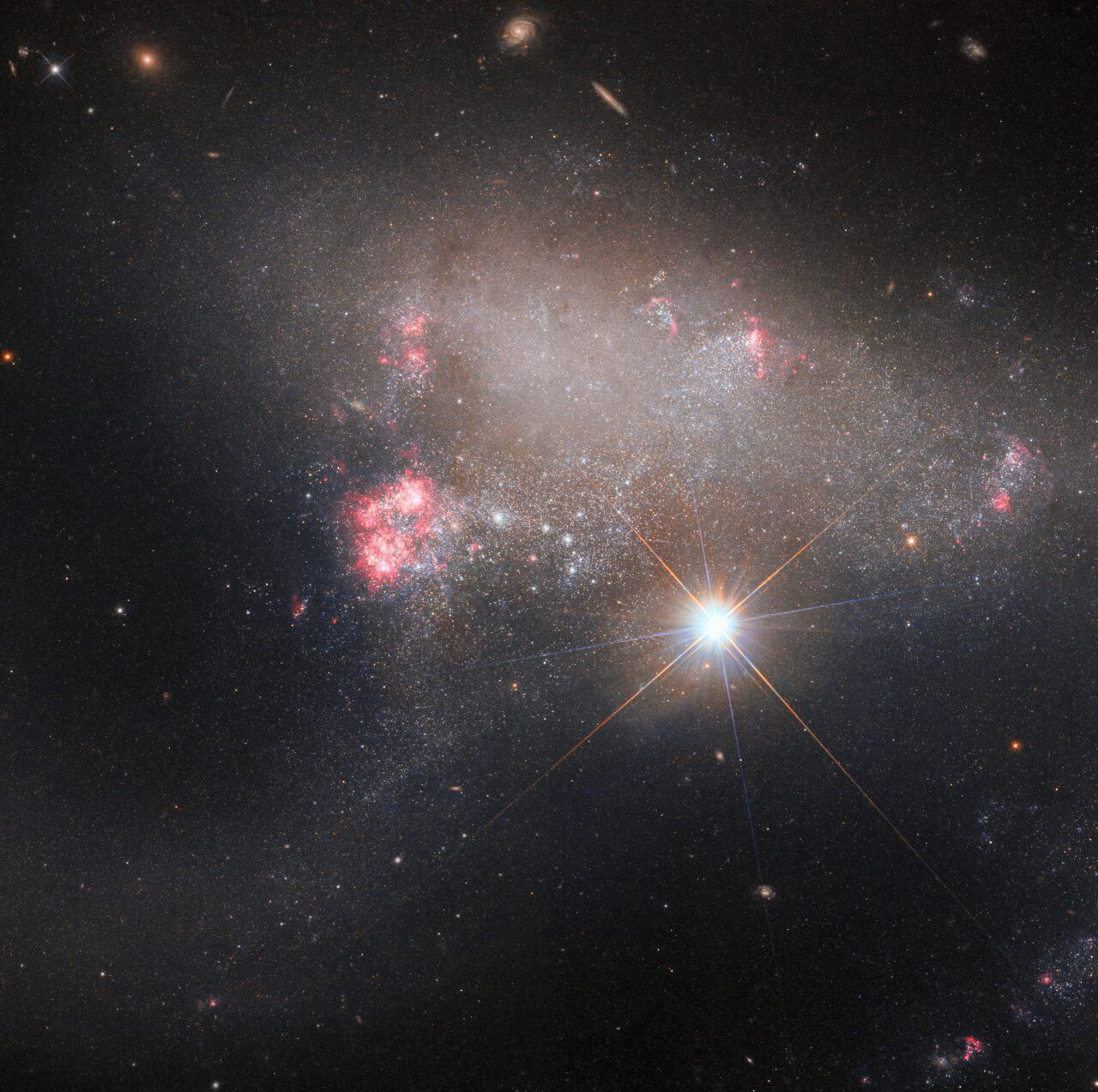 【▲ ハッブル宇宙望遠鏡で撮影された不規則銀河「NGC 3239」（Credit: ESA/Hubble & NASA, J. Dalcanton, A. Filippenko）】