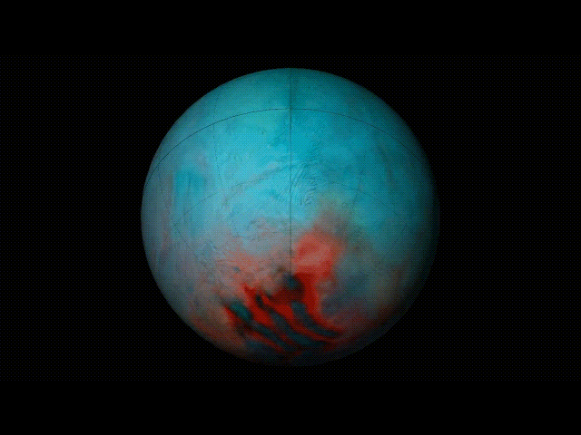 土星の衛星「エンケラドゥス」の赤外線全球画像【今日の宇宙画像】