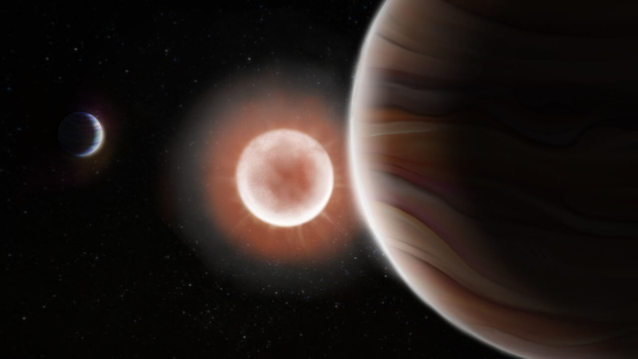 【▲ 図1: TOI-4600の周りを公転する2つの惑星の想像図。 (Image Credit: UNM Physics and Astronomy) 】