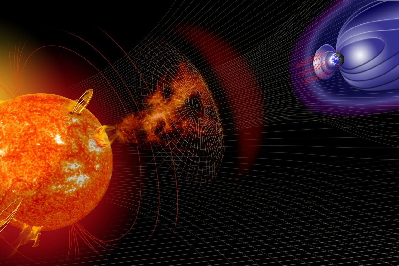 【▲図1: 太陽から放出される大量の荷電粒子は、地球の磁気圏と相互作用し、大規模なものは太陽嵐を引き起こします。 (Image Credit: NASA) 】