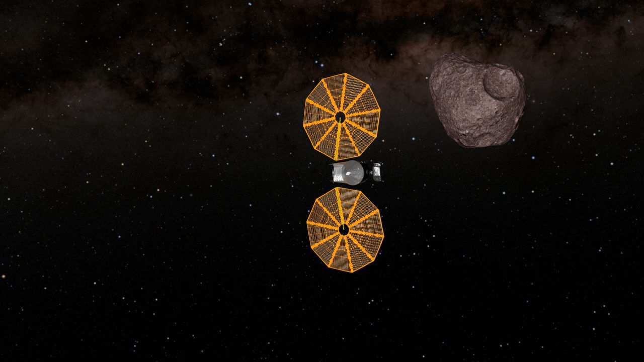【▲ 小惑星「Dinkinesh（ディンキネシュ）」をフライバイ探査するアメリカ航空宇宙局（NASA）の小惑星探査機「Lucy（ルーシー）」の想像図（Credit: NASA's Goddard Space Flight Center）】