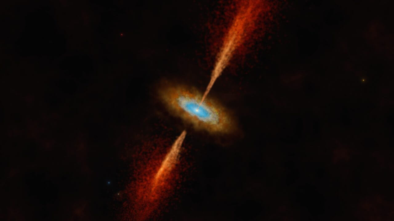 【▲ 大マゼラン雲で見つかった若い星状天体「HH 1177」の想像図（Credit: ESO/M. Kornmesser）】