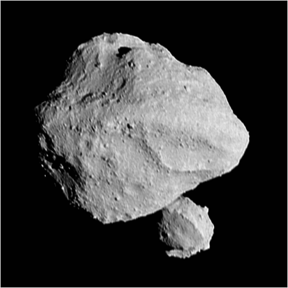 【▲ 小惑星Dinkinesh（ディンキネシュ）とその衛星。アメリカ航空宇宙局（NASA）の小惑星探査機Lucy（ルーシー）の望遠カメラ「L’LORRI」で2023年11月2日1時55分頃に撮影されたもの（Credit: NASA/Goddard/SwRI/Johns Hopkins APL/NOAO）】