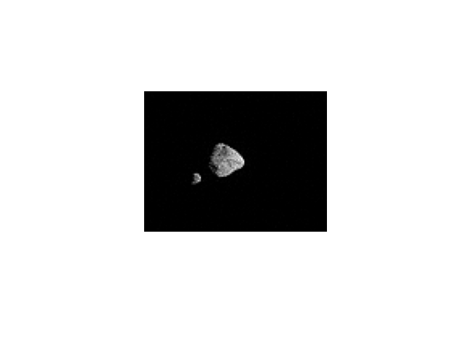 【▲ 小惑星Dinkinesh（ディンキネシュ）を衛星が公転する様子を捉えたアニメーション画像。小惑星探査機Lucy（ルーシー）の末端追尾カメラ（T2CAM）を使用し13秒間隔で撮影された画像をもとに作成（Credit: NASA/Goddard/SwRI/ASU）】
