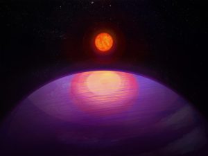 【▲図1: 惑星LHS 3154 bから恒星LHS 3154を見る様子の芸術的表現。 (Image Credit: Penn State) 】