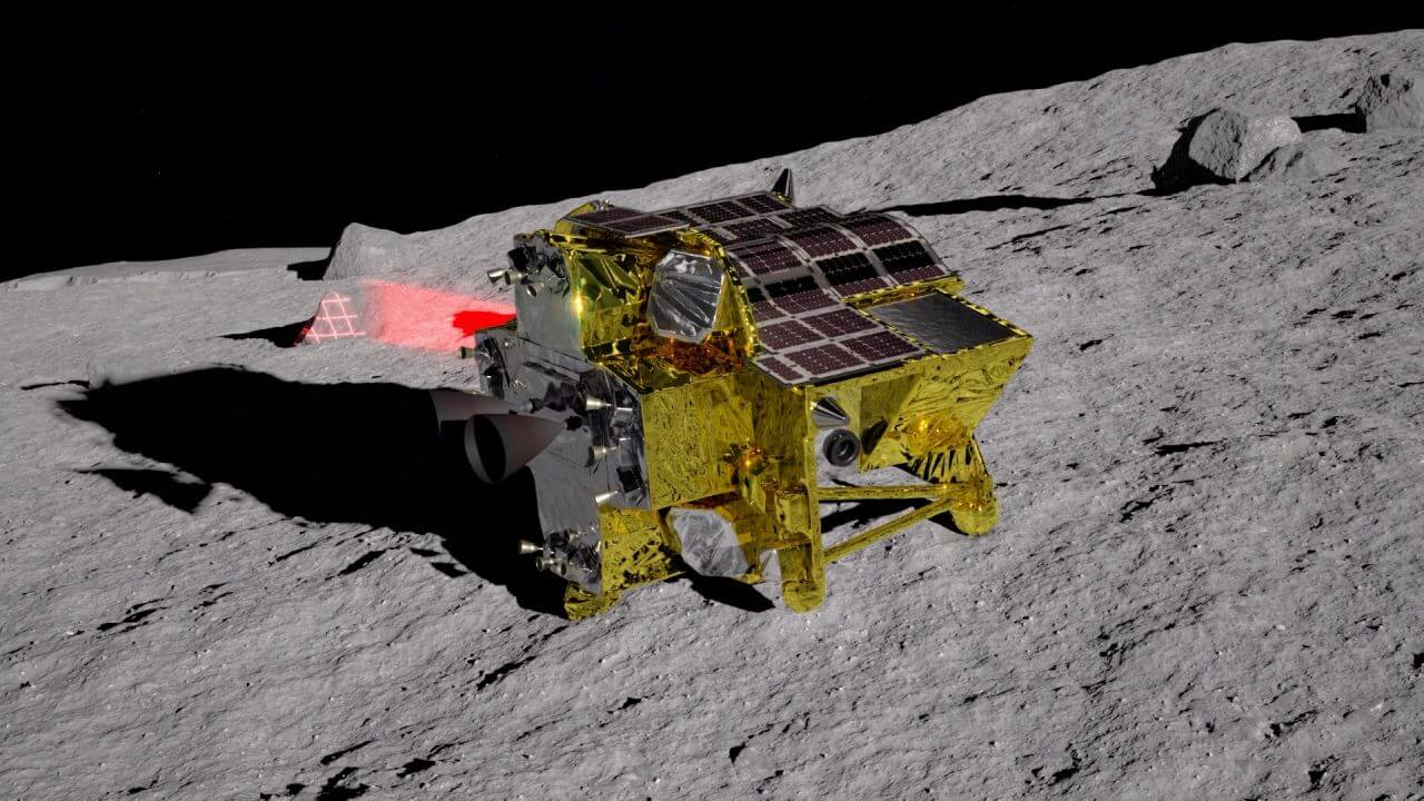【▲ マルチバンド分光カメラ（MBC）による観測を行う小型月着陸実証機「SLIM」のイメージ図（Credit: JAXA）】