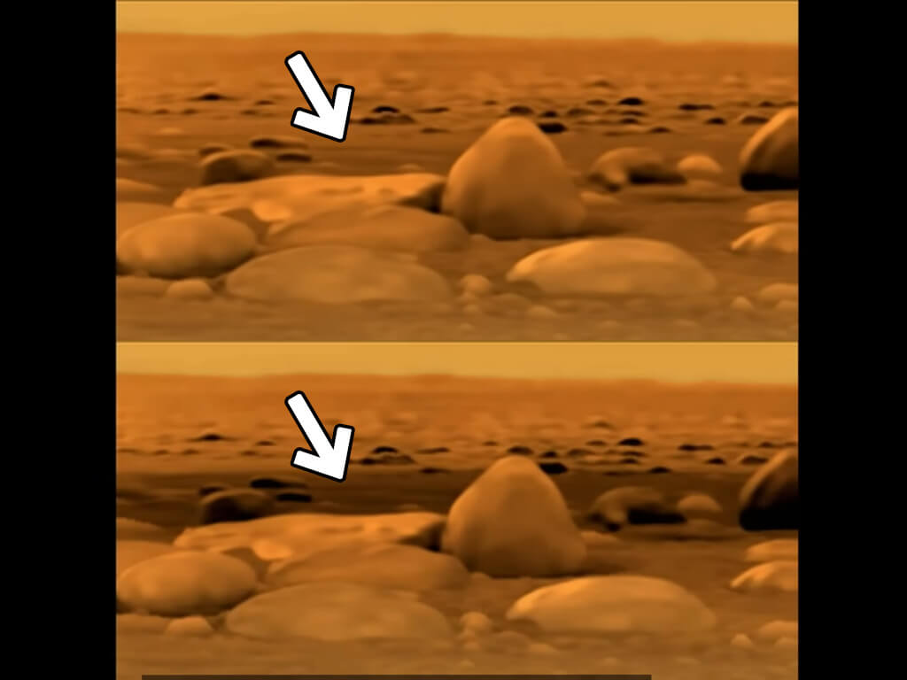 NASA JPLが公開している動画「Titan Touchdown」より引用(Credit: Credit: ESA/NASA/JPL/University of Arizona)