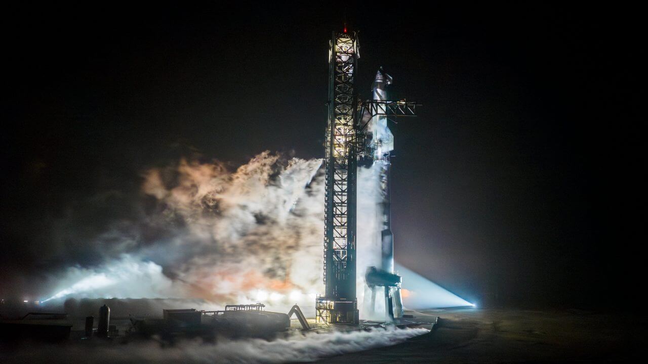【▲ 第3回飛行試験に向けて行われた新型ロケット「Starship（スターシップ）」の打ち上げリハーサル時の様子。スペースXが米国の現地時間2024年3月4日に公開（Credit: SpaceX）】