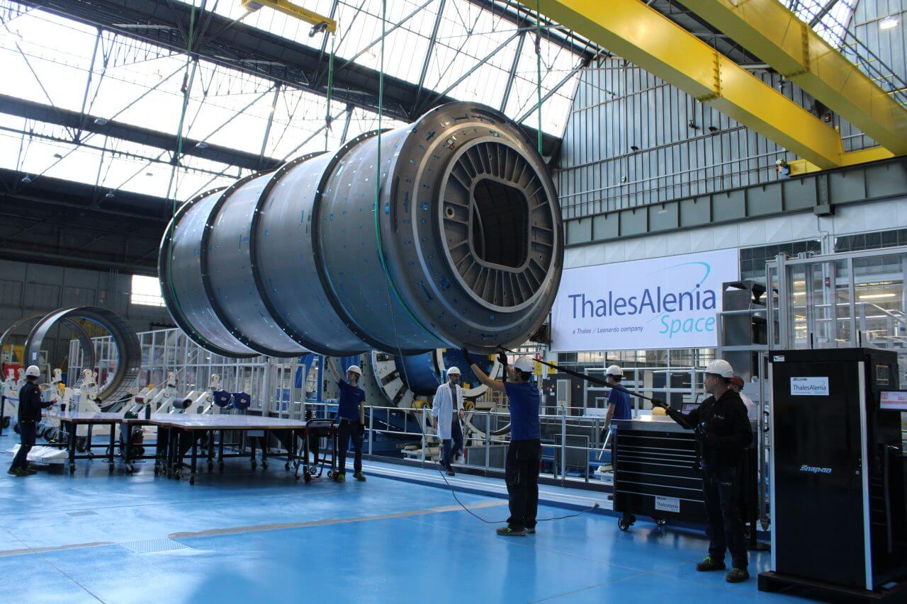 【▲ タレス・アレニア・スペースの工場で完成したシグナス補給船の最新型PCMの主要構造（Credit: Thales Alenia Space）】