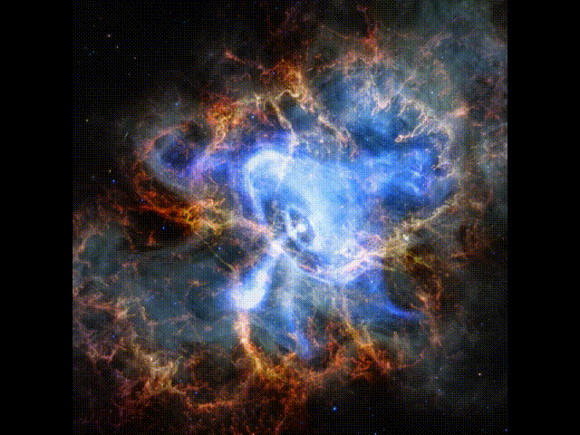 【▲ X線宇宙望遠鏡「チャンドラ」を使って取得したデータをもとに作成された「かに星雲」のタイムラプス動画】